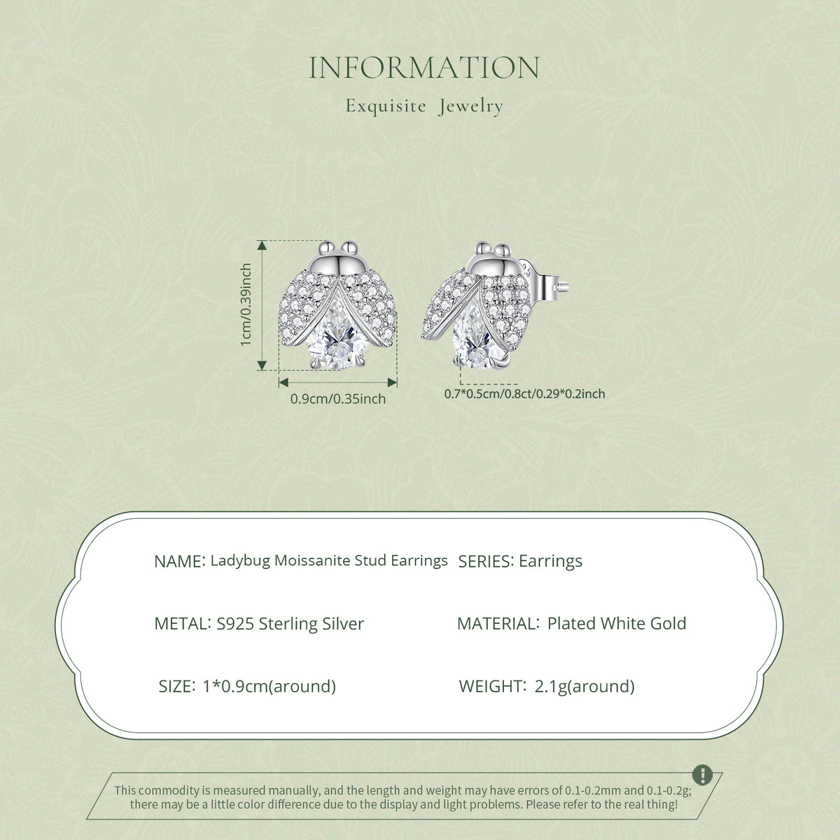 Ladybug Moissanite Stud Earrings