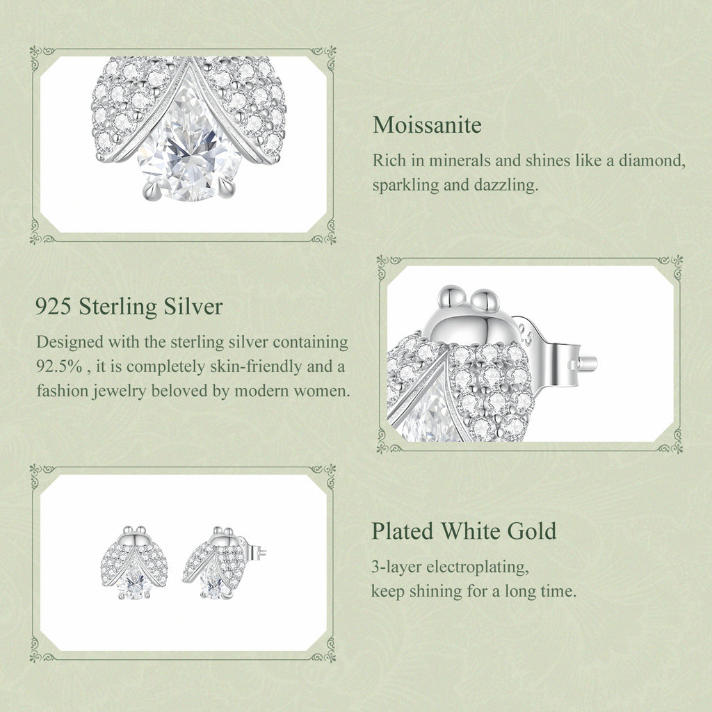 Ladybug Moissanite Stud Earrings