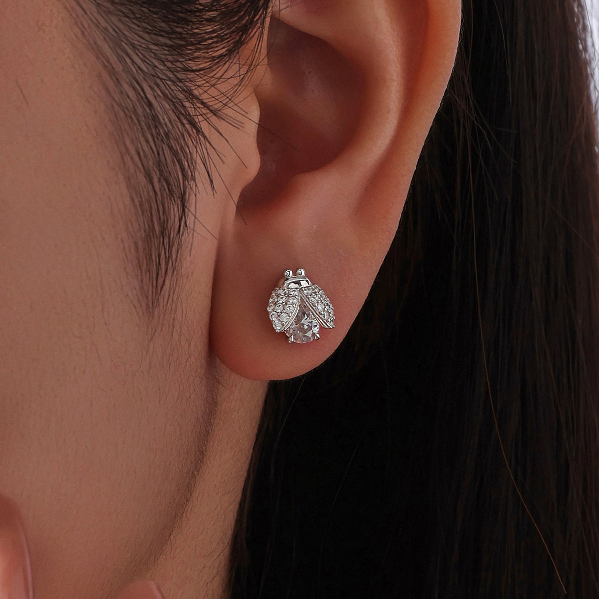 Ladybug Moissanite Stud Earrings