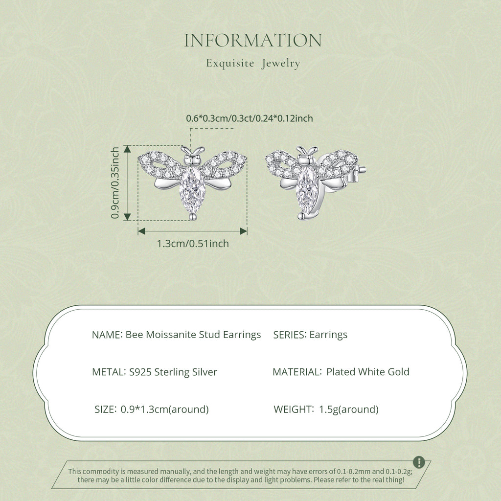 Bee Moissanite Stud Earrings