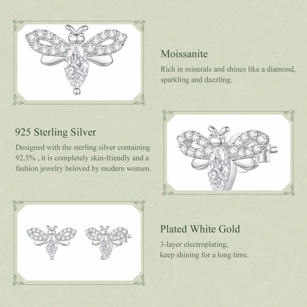 Bee Moissanite Stud Earrings