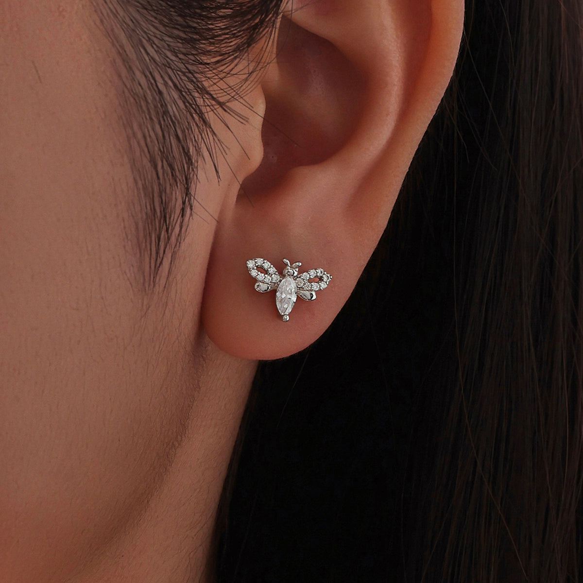 Bee Moissanite Stud Earrings