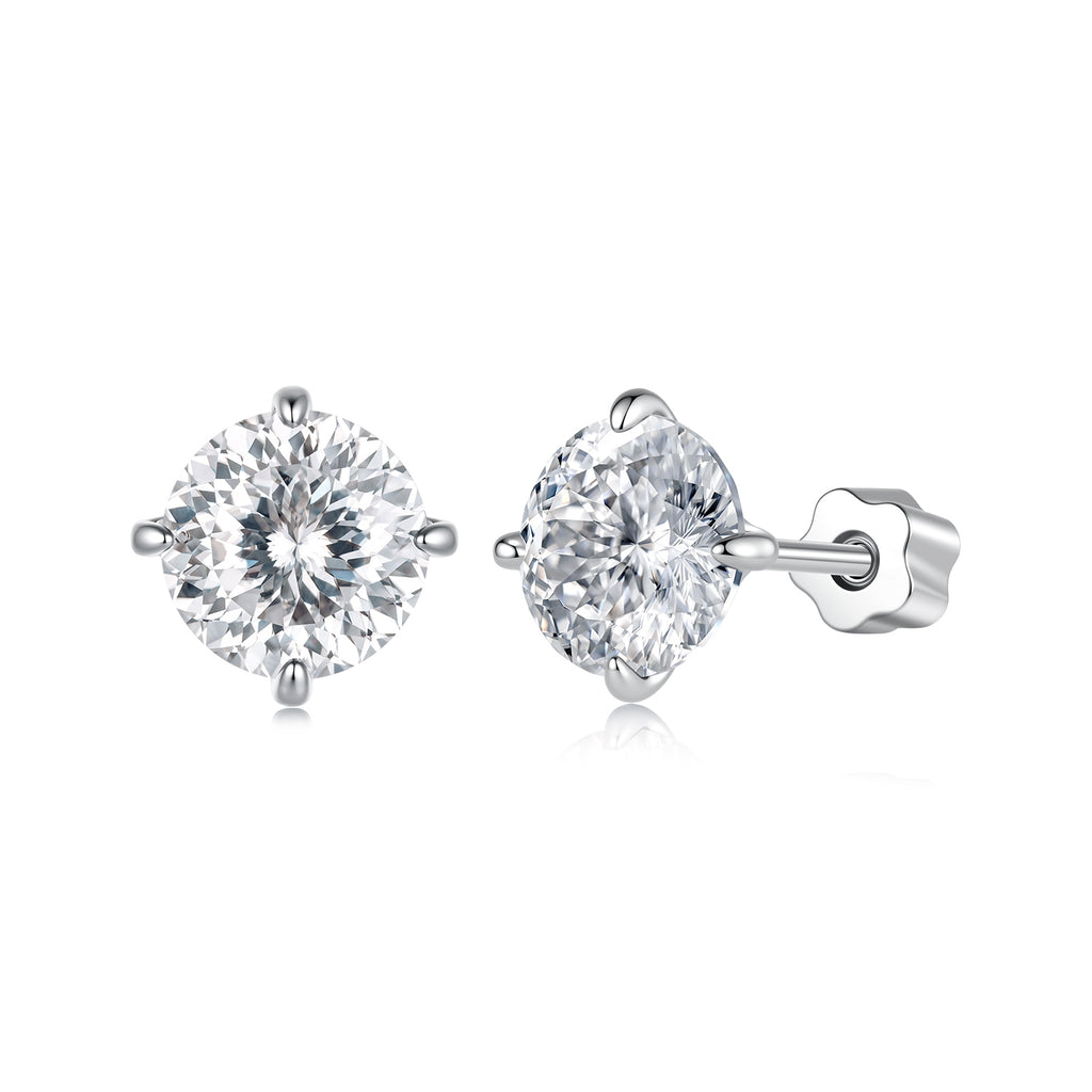 1CT 100-Facet Moissanite Studs