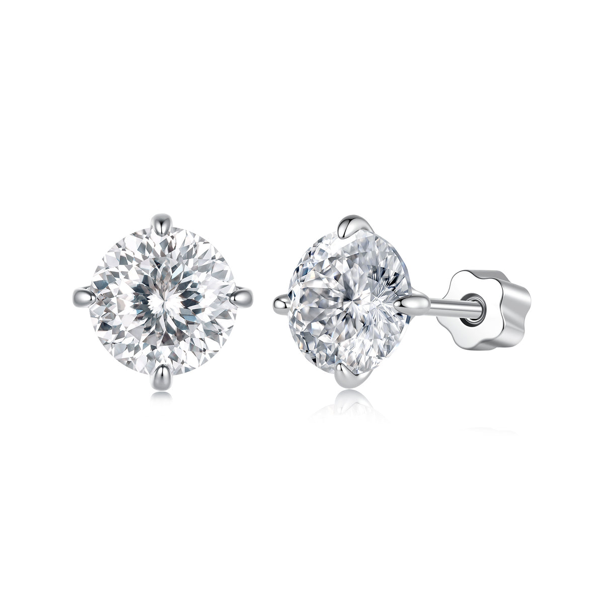 1CT 100-Facet Moissanite Studs