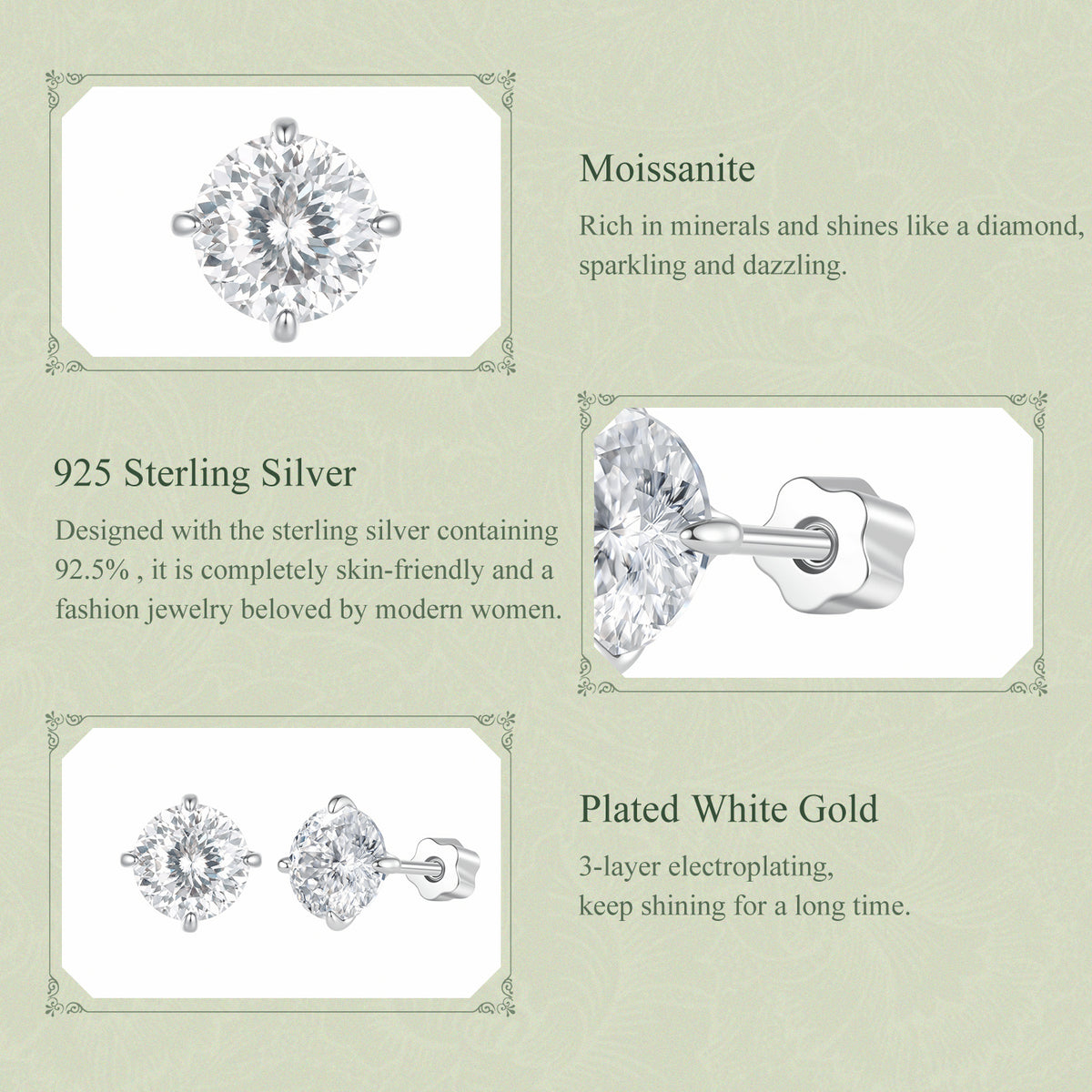 1CT 100-Facet Moissanite Studs