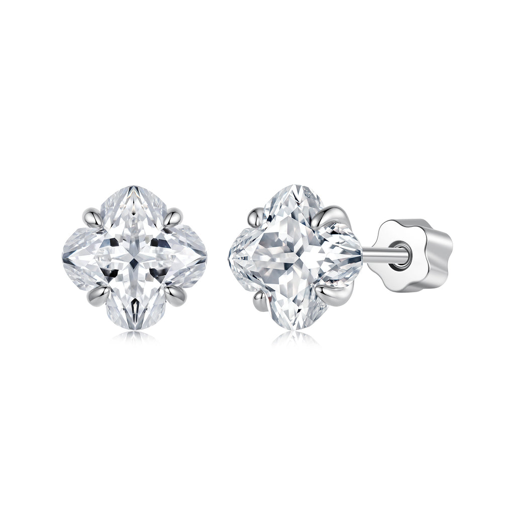 1CT Lucky Clover Moissanite Stud Earrings