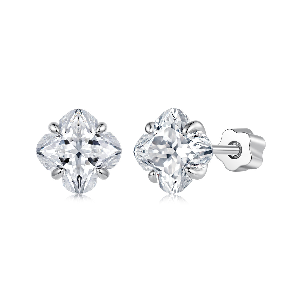 1CT Lucky Clover Moissanite Stud Earrings