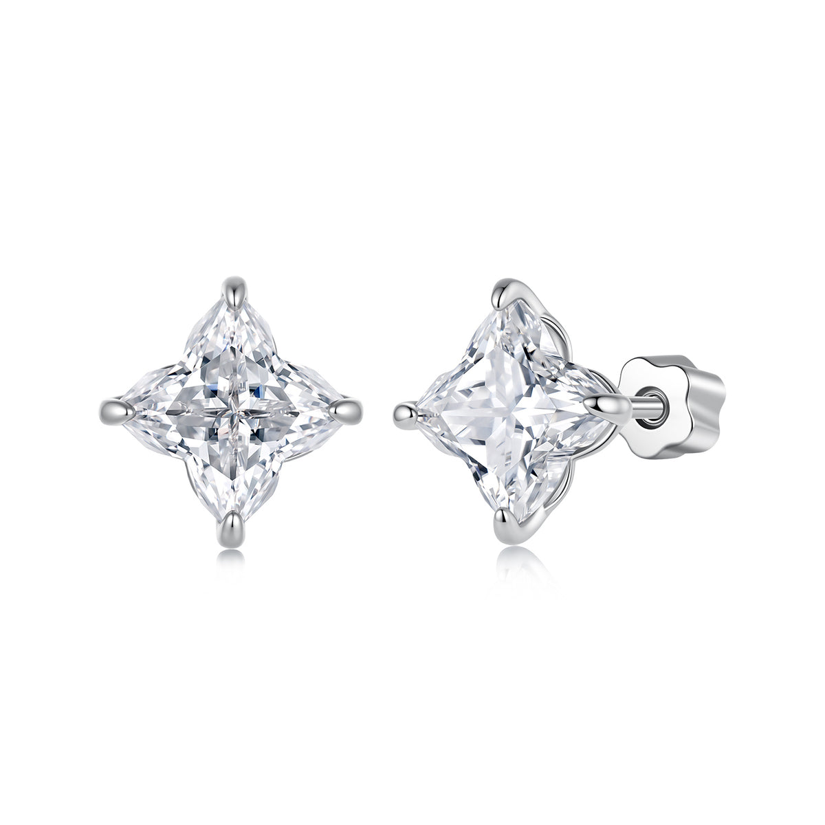 1CT Lily Cut Moissanite Studs
