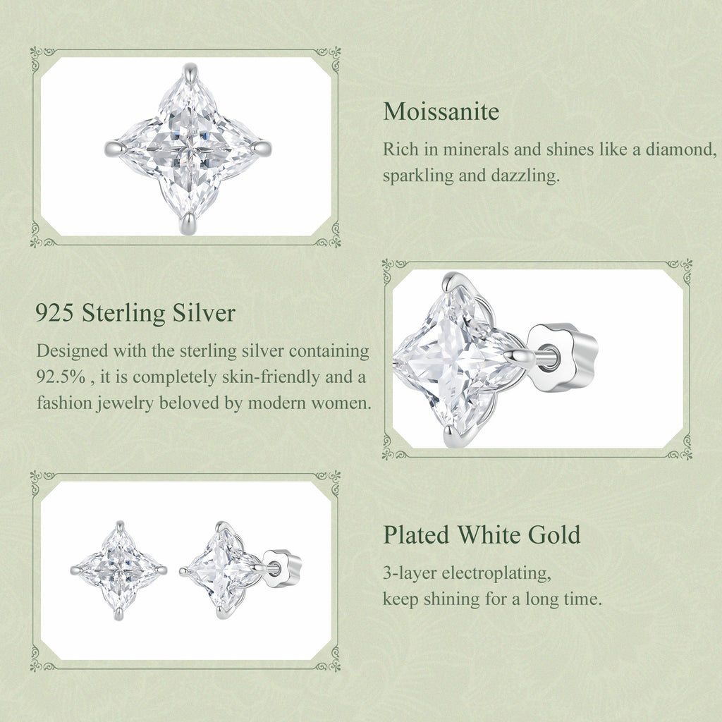 1CT Lily Cut Moissanite Studs