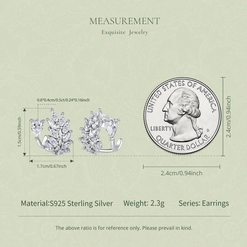 Leaf Moissanite Stud Earrings