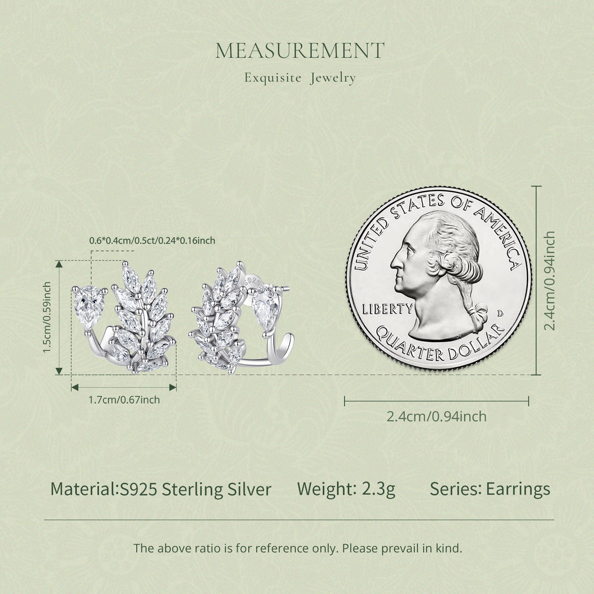 Leaf Moissanite Stud Earrings