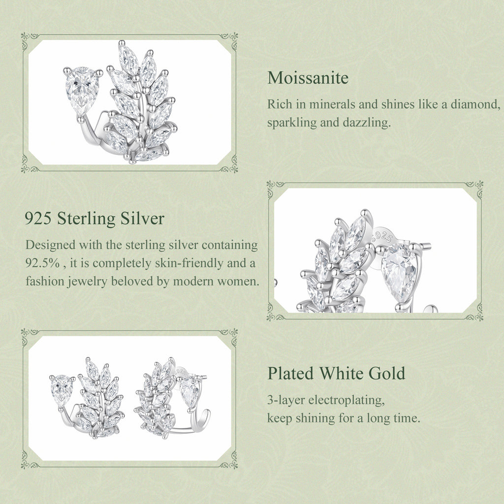 Leaf Moissanite Stud Earrings
