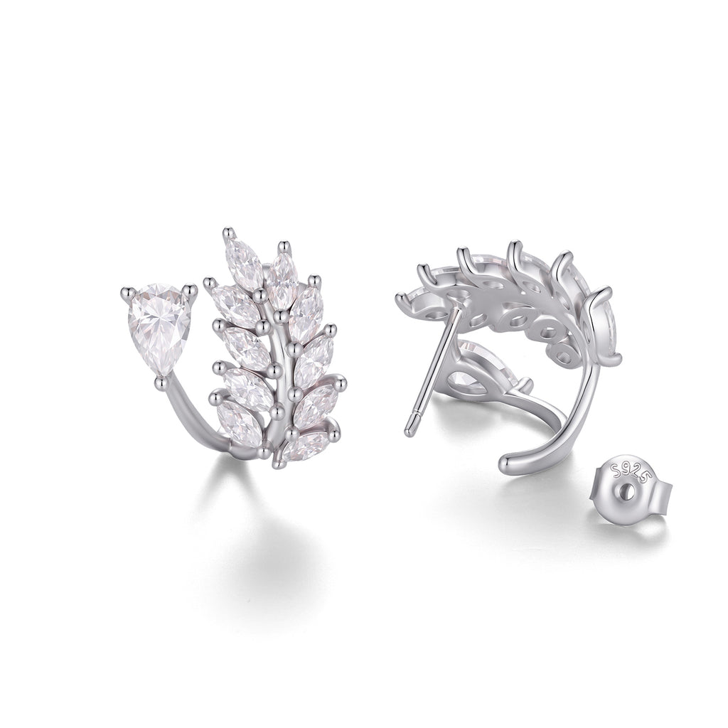 Leaf Moissanite Stud Earrings