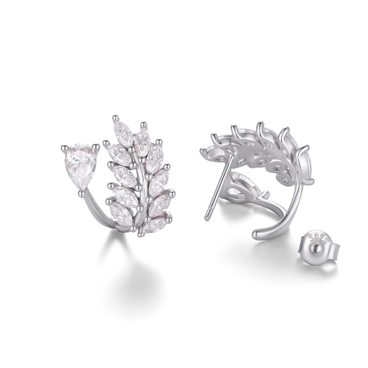 Leaf Moissanite Stud Earrings