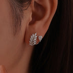Leaf Moissanite Stud Earrings