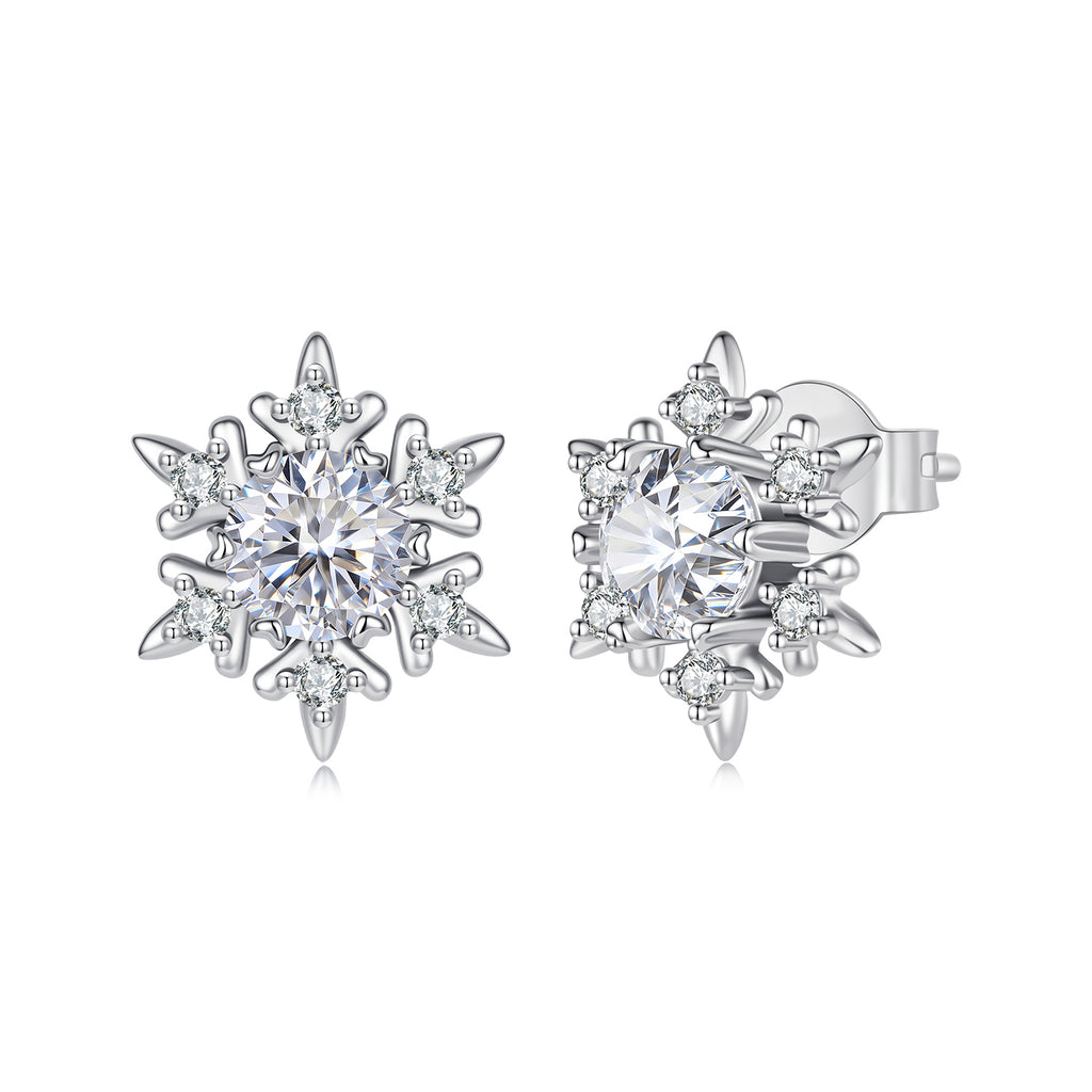 Snowflake Moissanite Stud Earrings