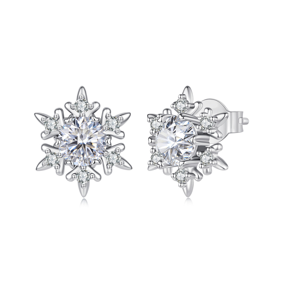 Snowflake Moissanite Stud Earrings