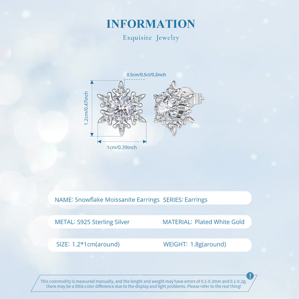 Snowflake Moissanite Stud Earrings