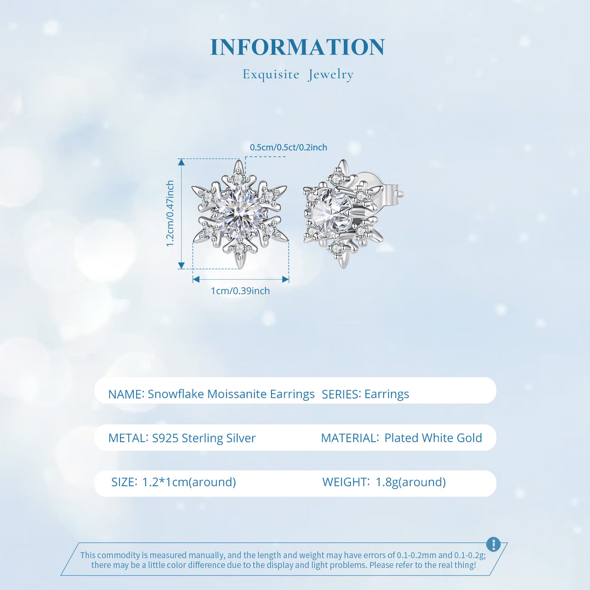 Snowflake Moissanite Stud Earrings