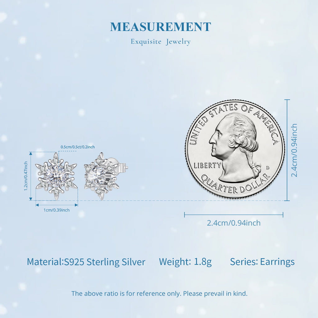 Snowflake Moissanite Stud Earrings