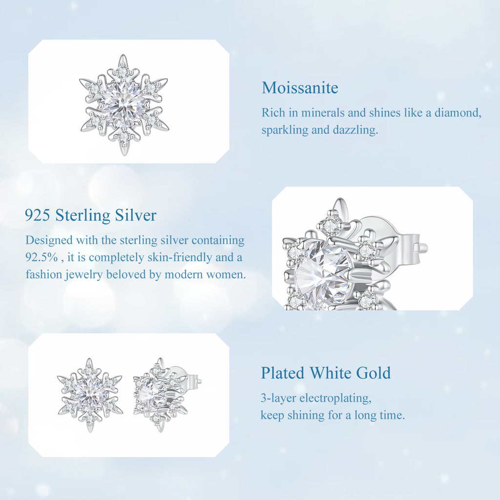 Snowflake Moissanite Stud Earrings