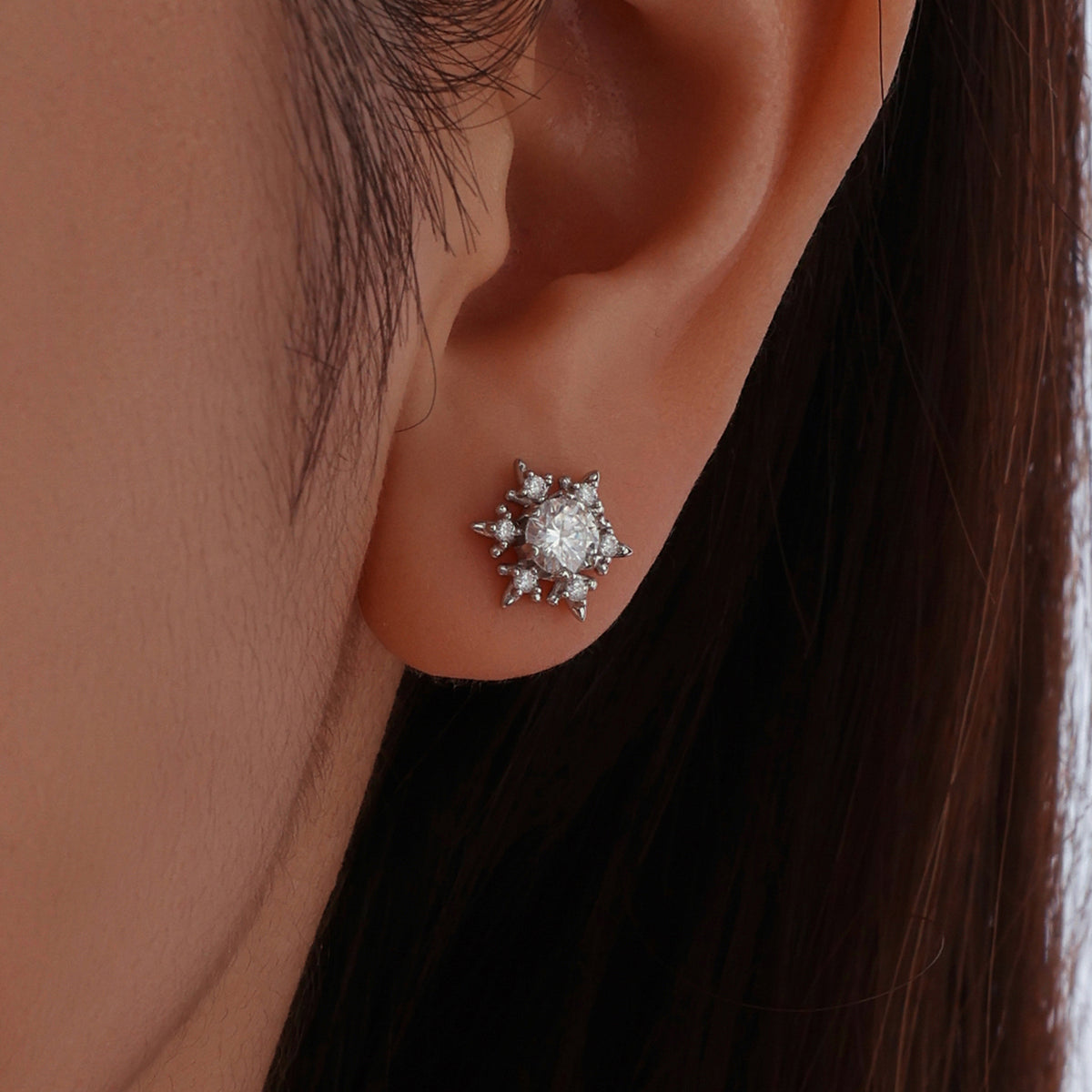 Snowflake Moissanite Stud Earrings