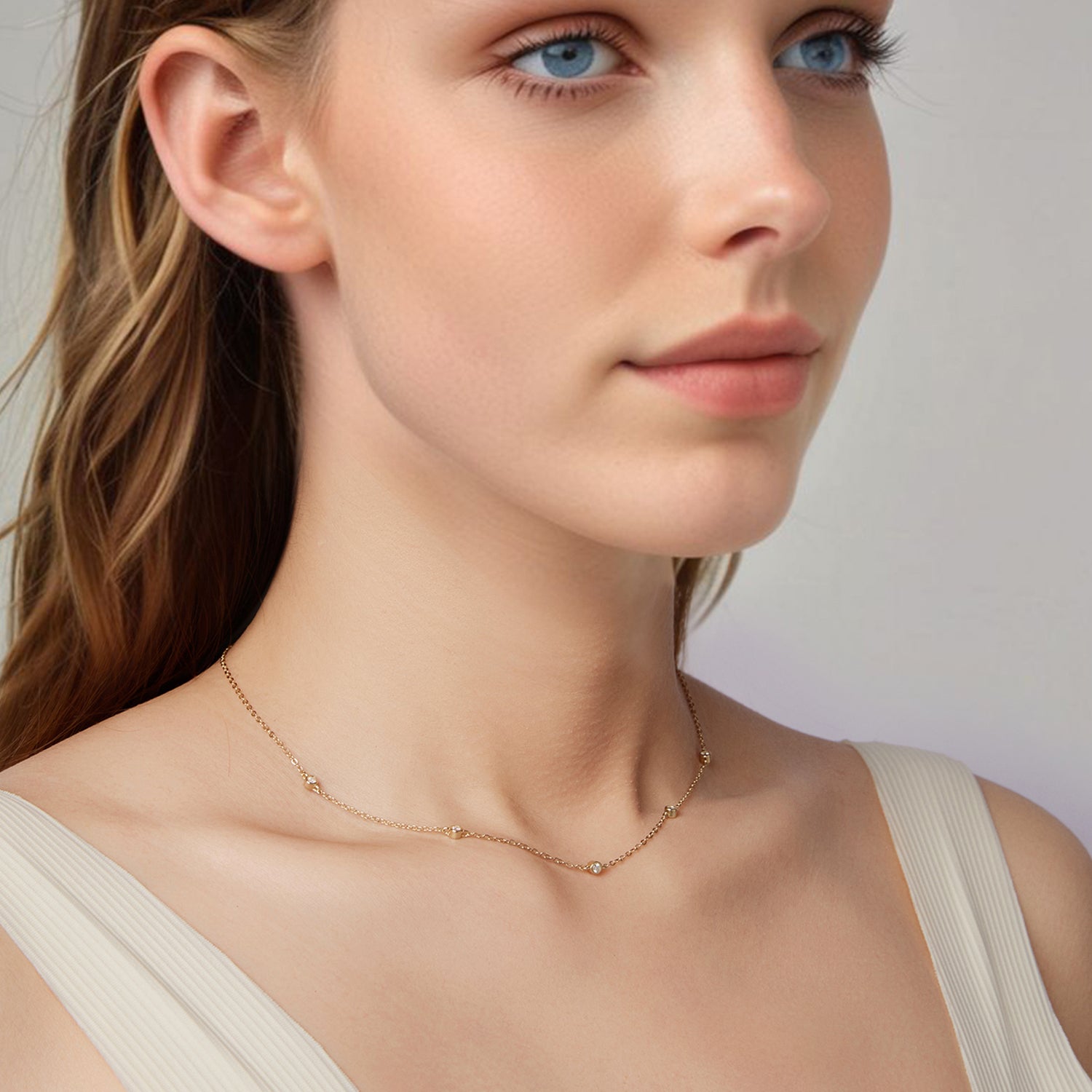 Bezel Station Necklace