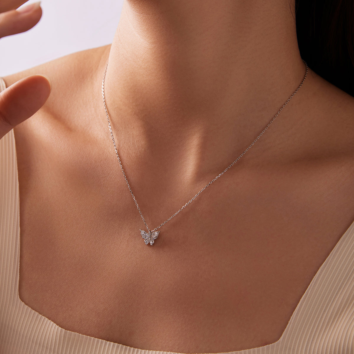 Aurora Pavé Butterfly Necklace
