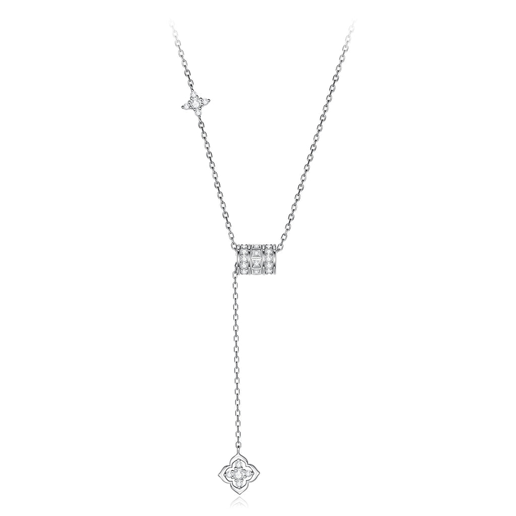 Sliding Four-Leaf Clover Lariat Necklace|BAMOER - Bamoer jewelry official store