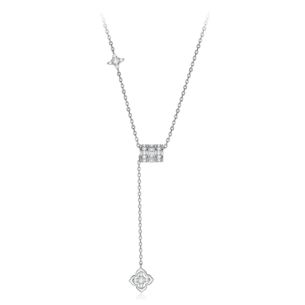 Sliding Four-Leaf Clover Lariat Necklace|BAMOER