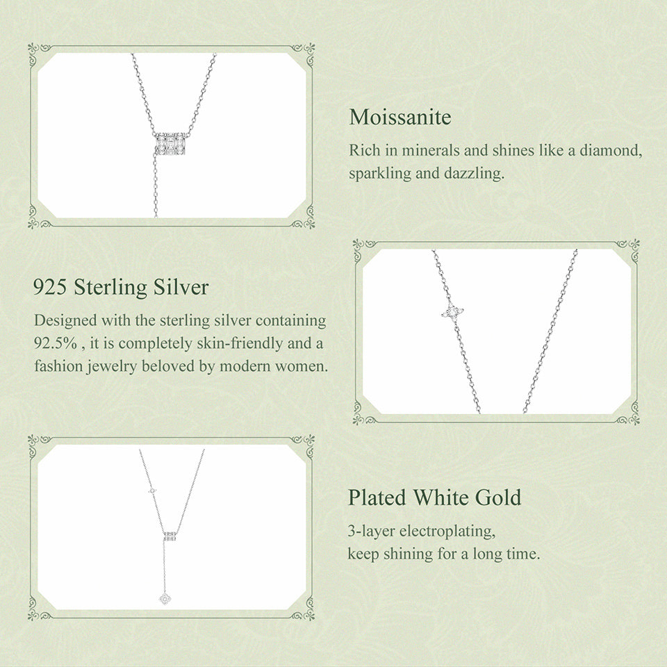 Sliding Four-Leaf Clover Lariat Necklace|BAMOER