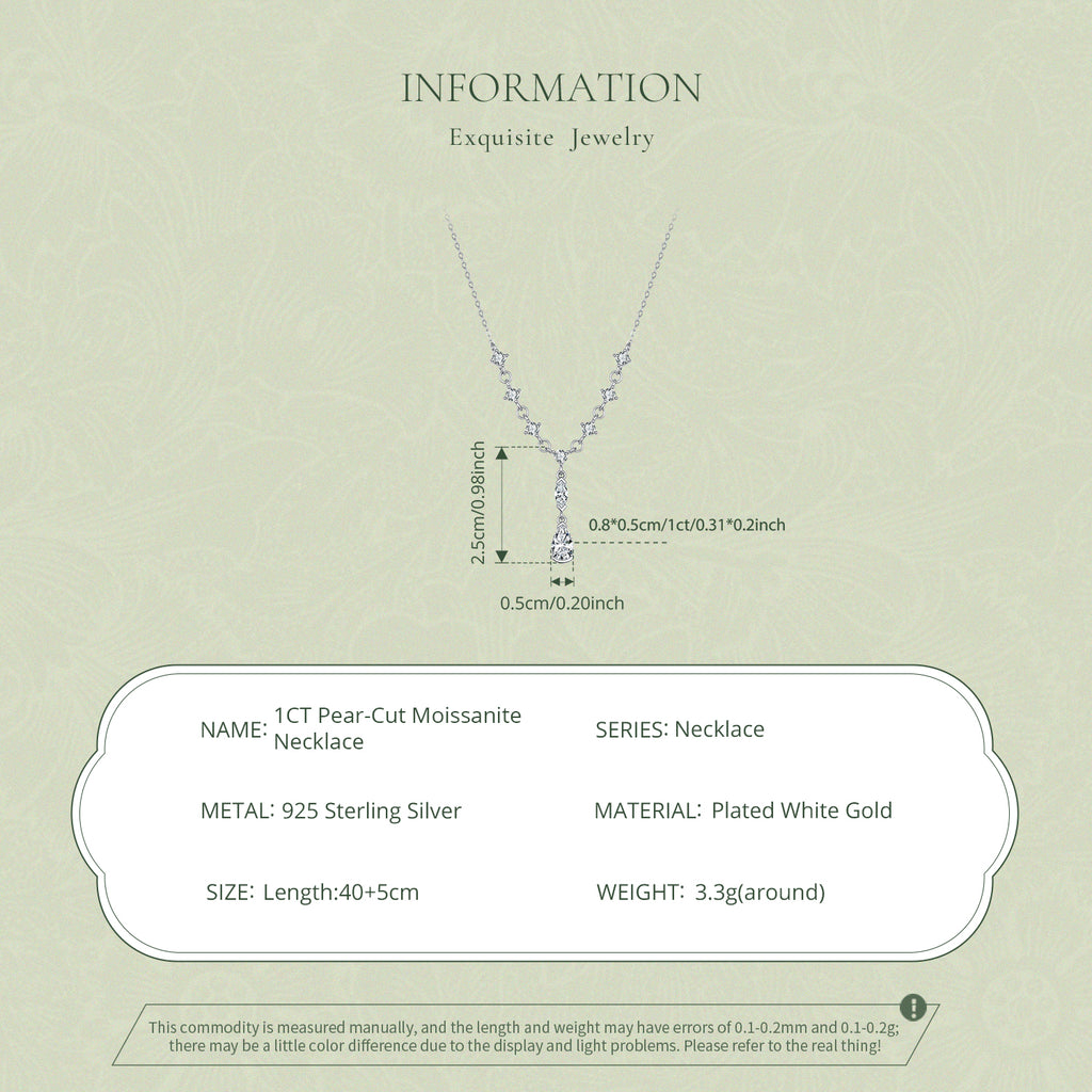 1ct Pear Moissanite Y-Necklace
