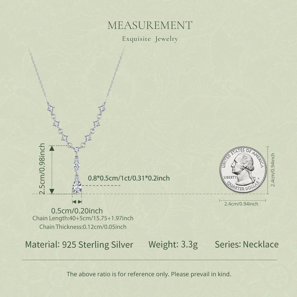 1ct Pear Moissanite Y-Necklace