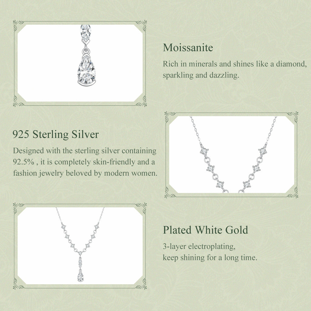 1ct Pear Moissanite Y-Necklace