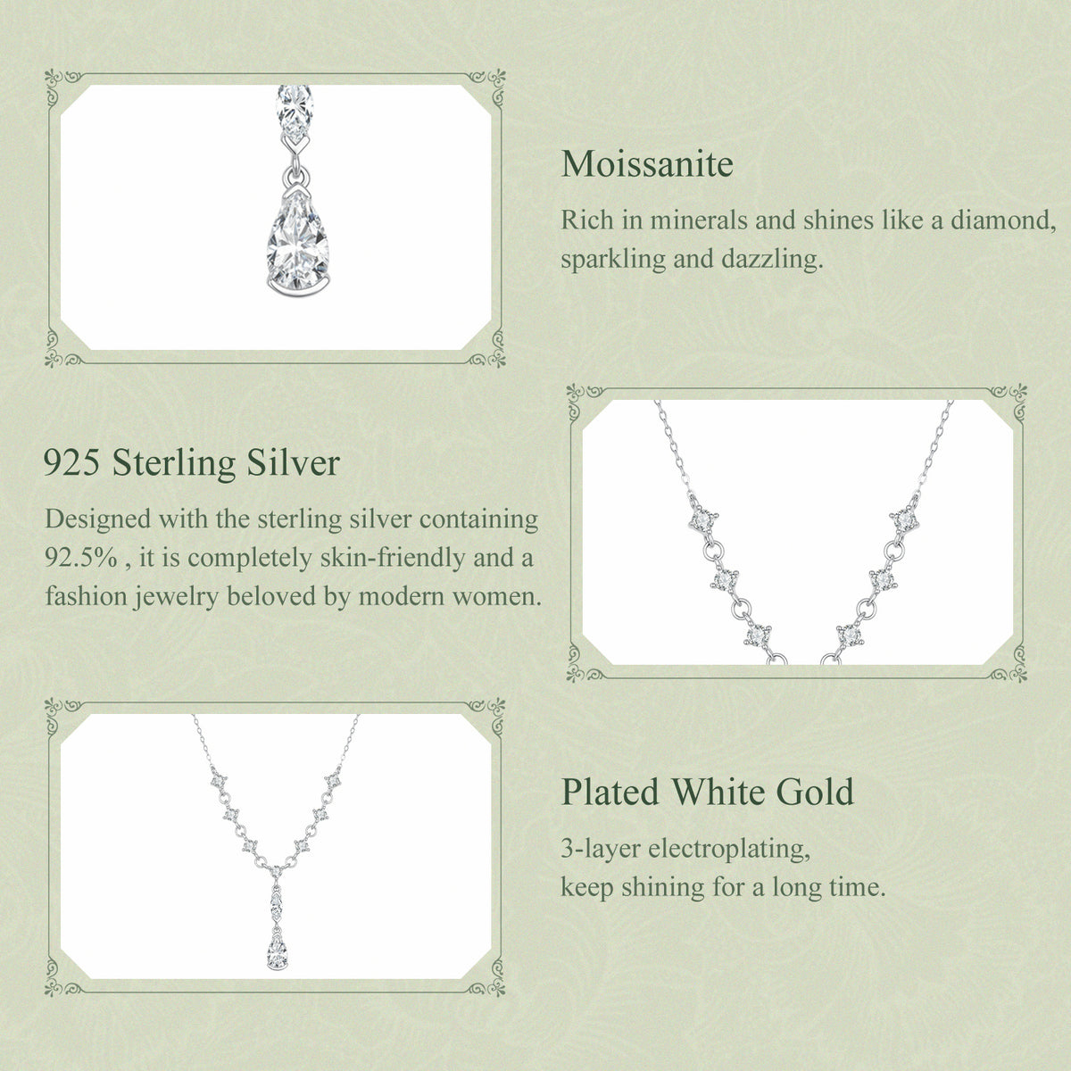 1ct Pear Moissanite Y-Necklace