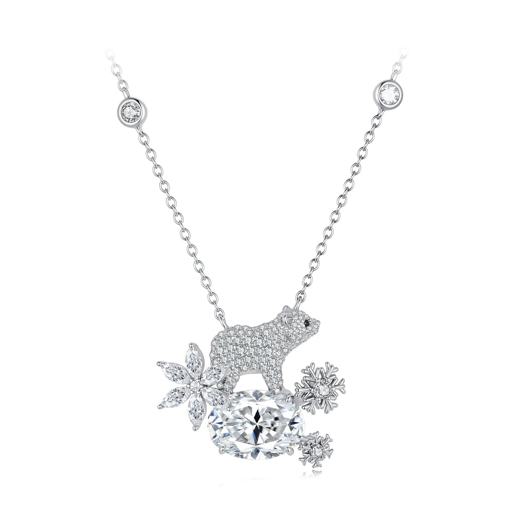 8CT Polar Bear Moissanite Necklace