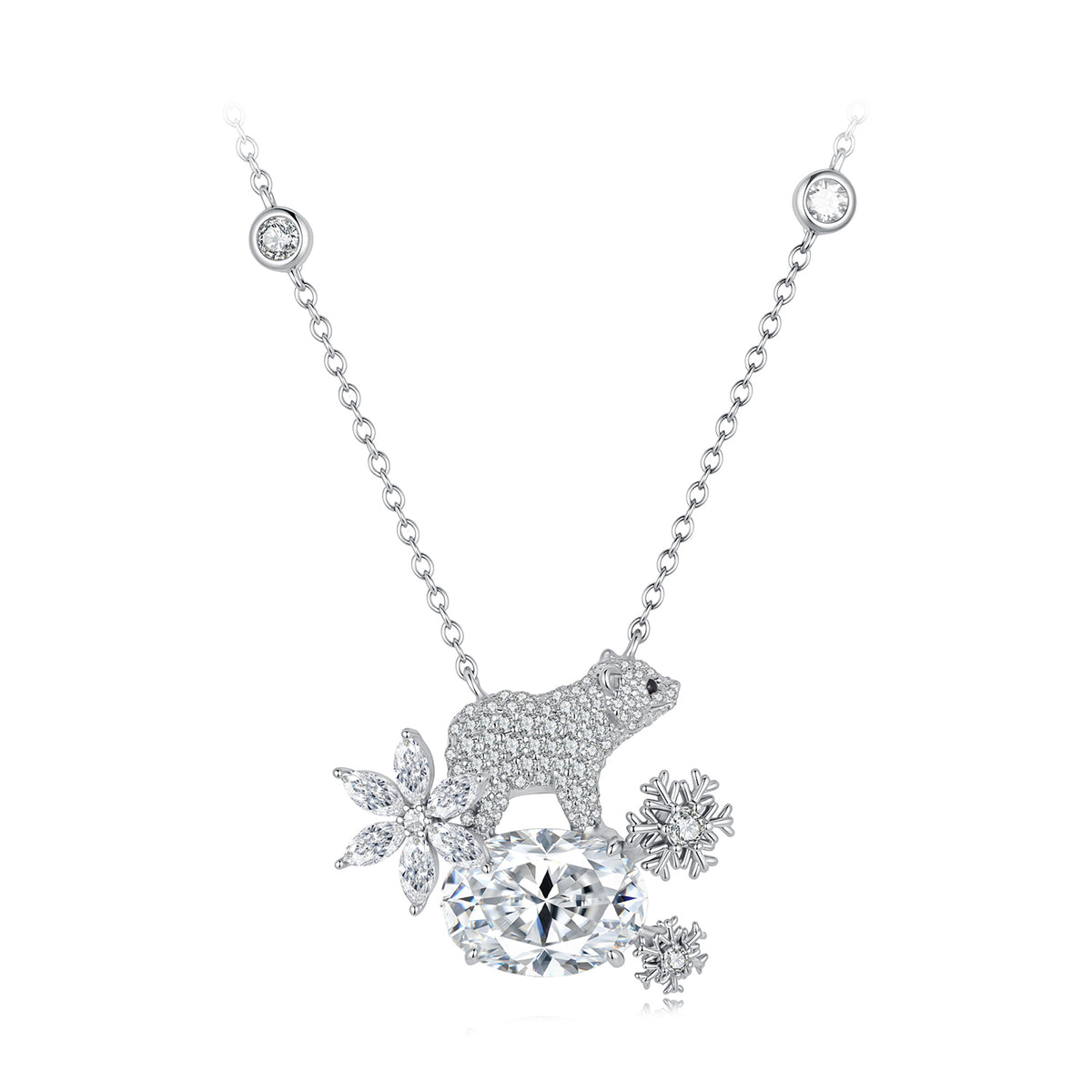 8CT Polar Bear Moissanite Necklace