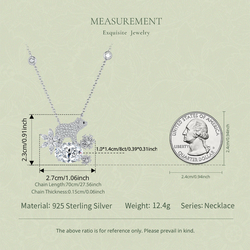 8CT Polar Bear Moissanite Necklace
