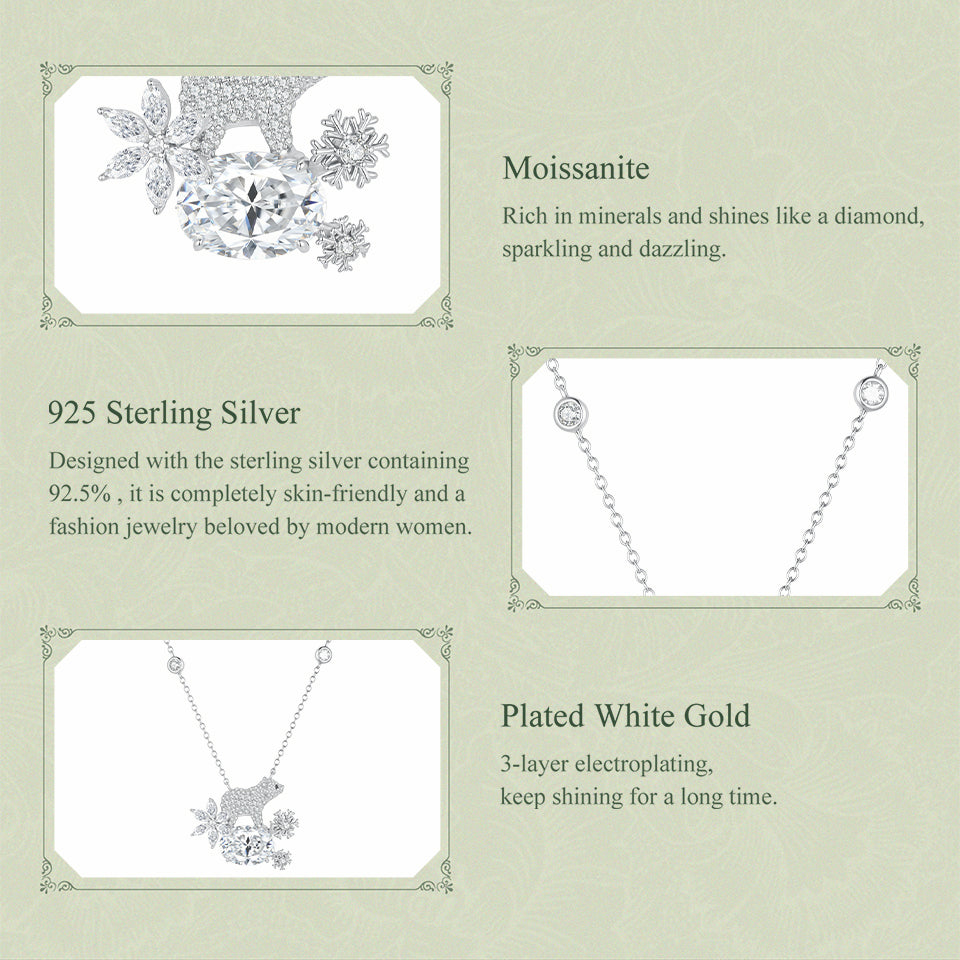 8CT Polar Bear Moissanite Necklace