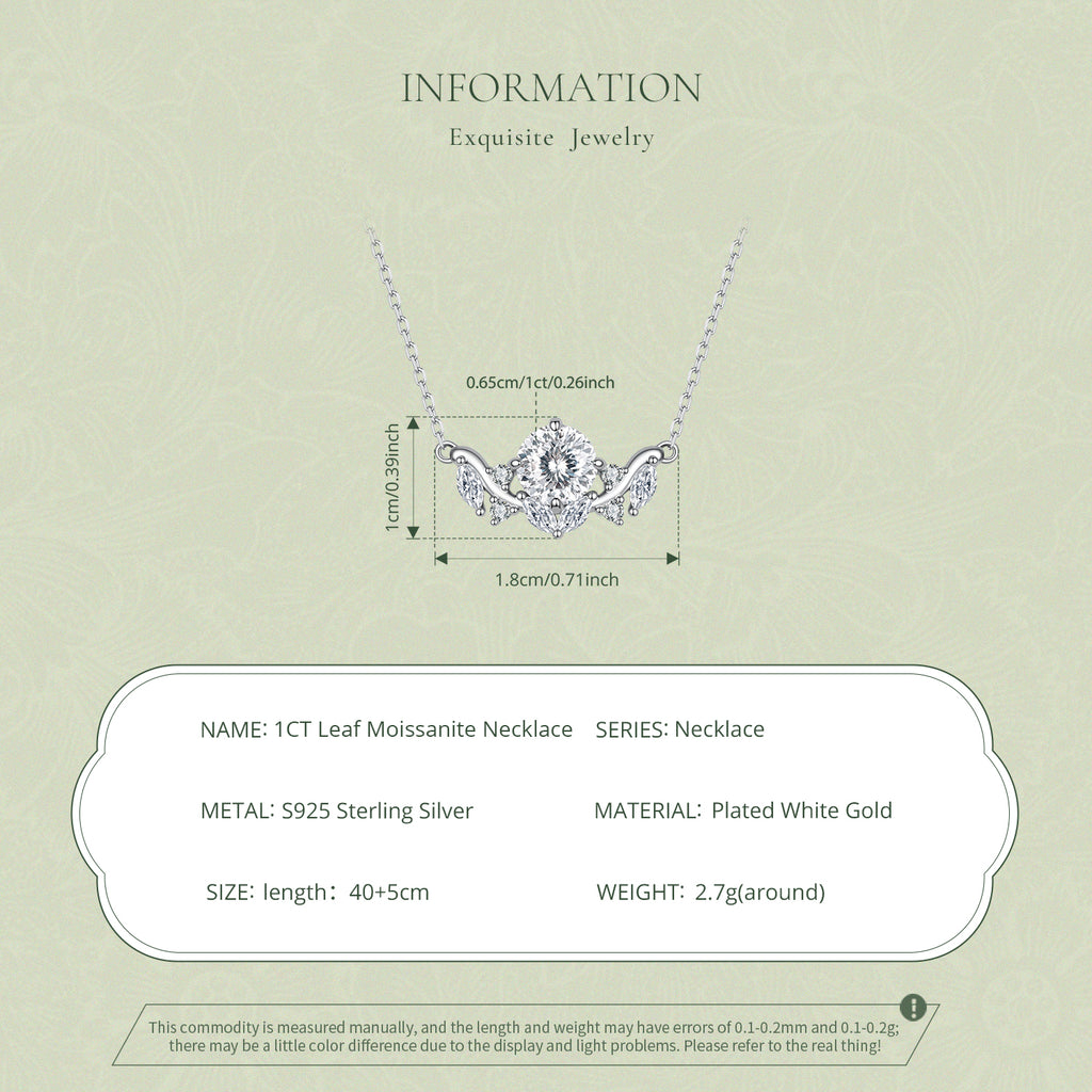 1CT Leaf Moissanite Necklace