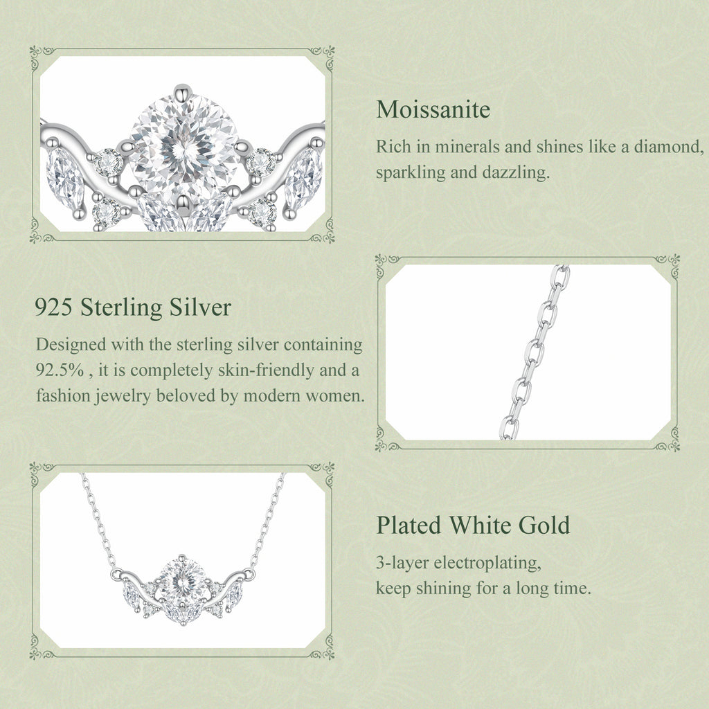 1CT Leaf Moissanite Necklace