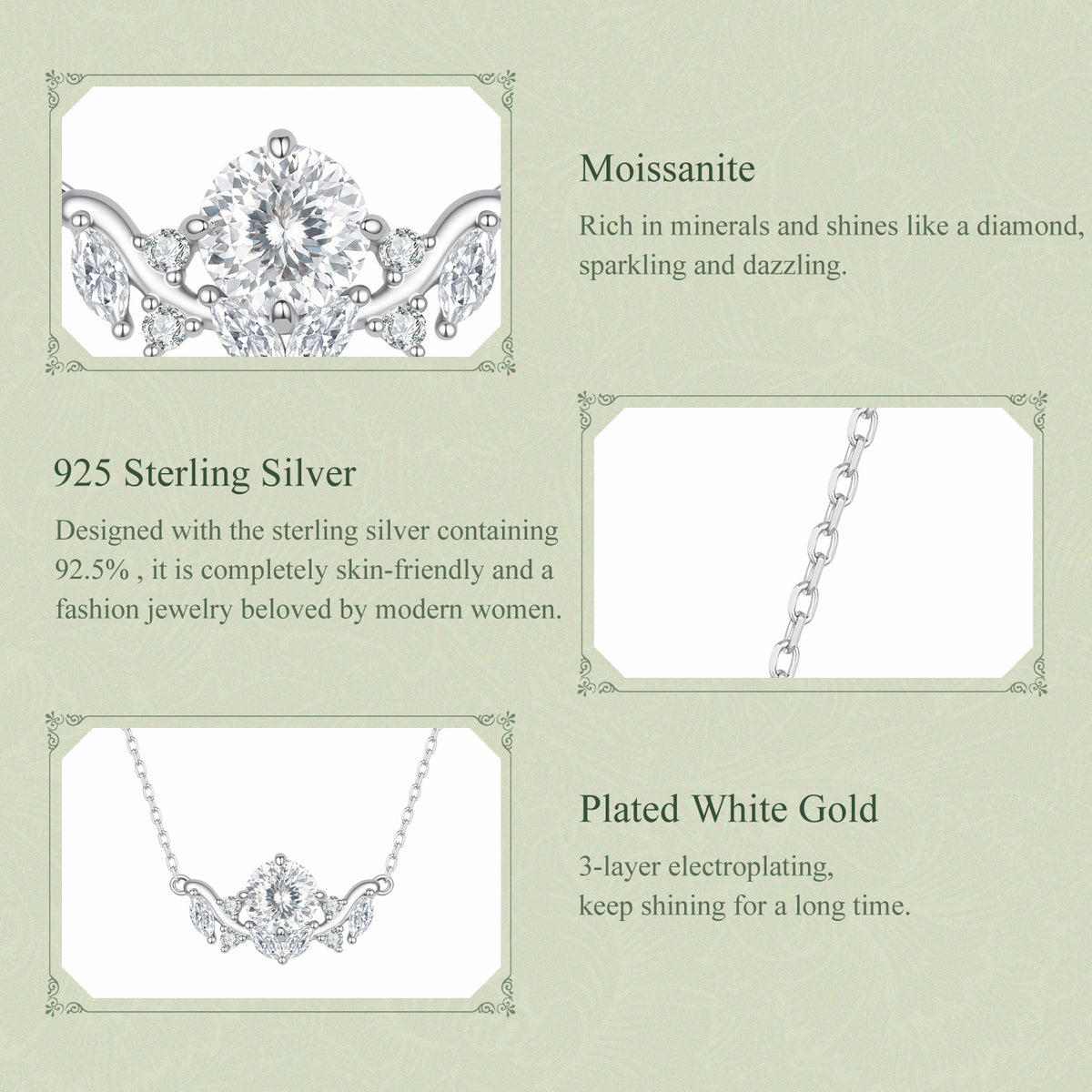 1CT Leaf Moissanite Necklace