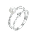 Double Band Pearl & Diamond Ring