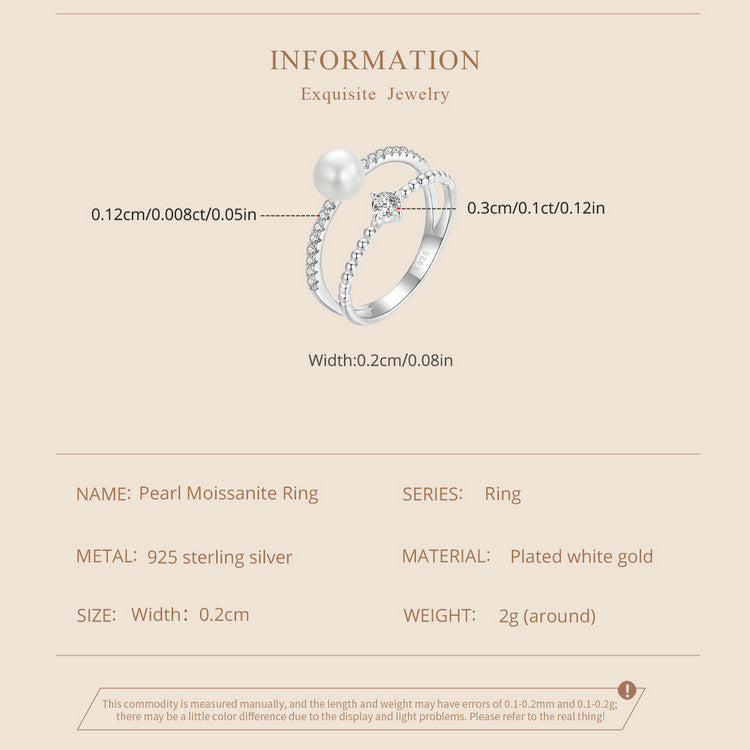 Double Band Pearl & Diamond Ring