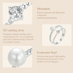 Double Band Pearl & Diamond Ring