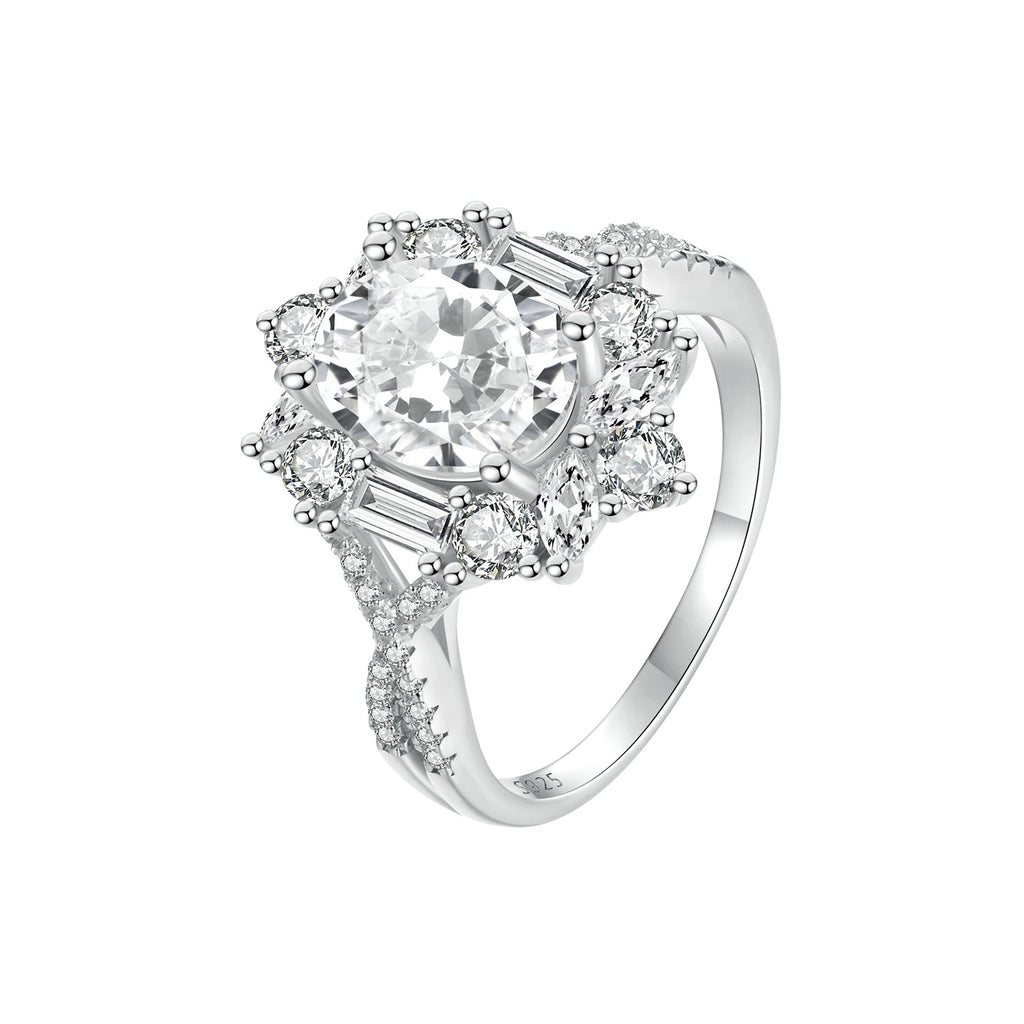 Vintage Mixed-Cut Halo Ring