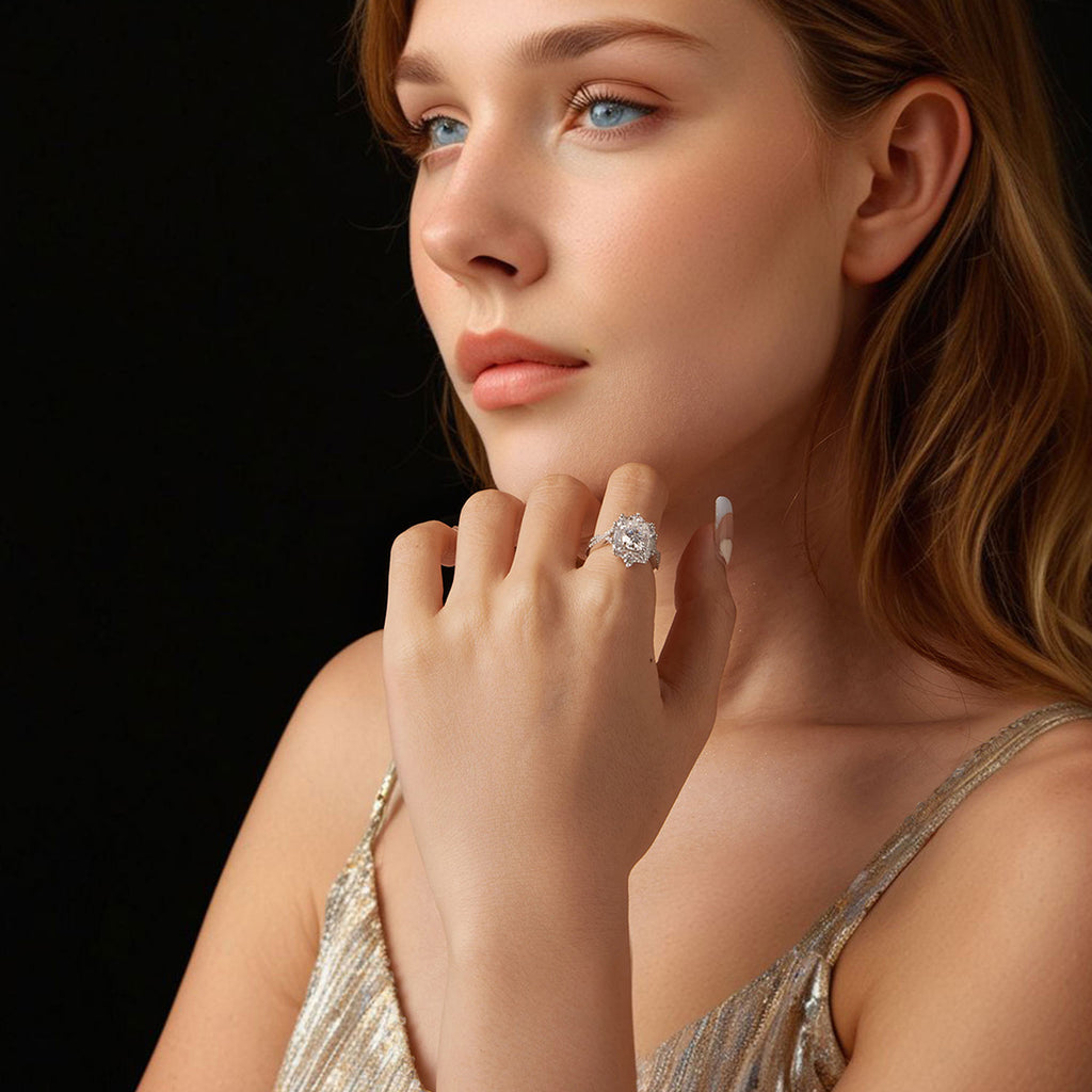 Vintage Mixed-Cut Halo Ring