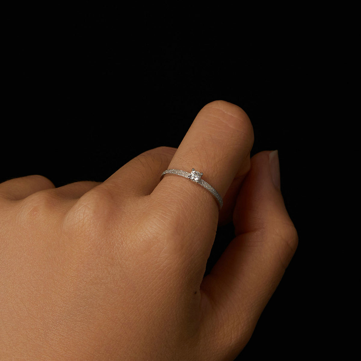 Frosted Solitaire Ring