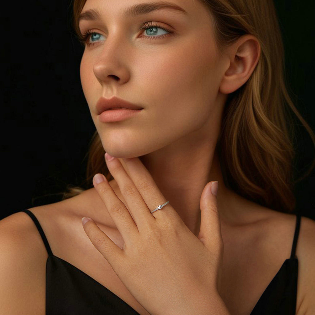 Frosted Solitaire Ring