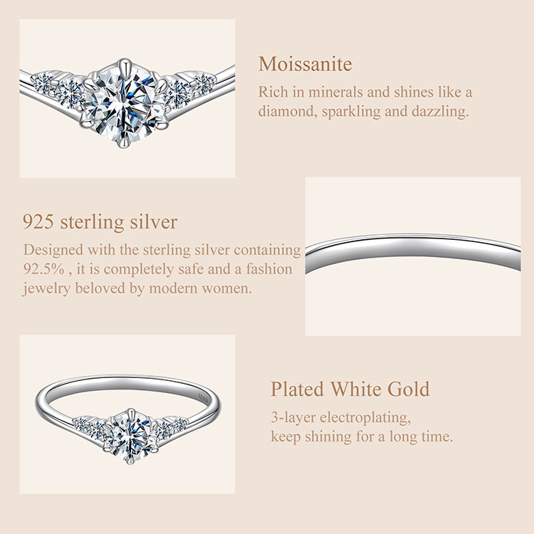 Chevron Solitaire Ring